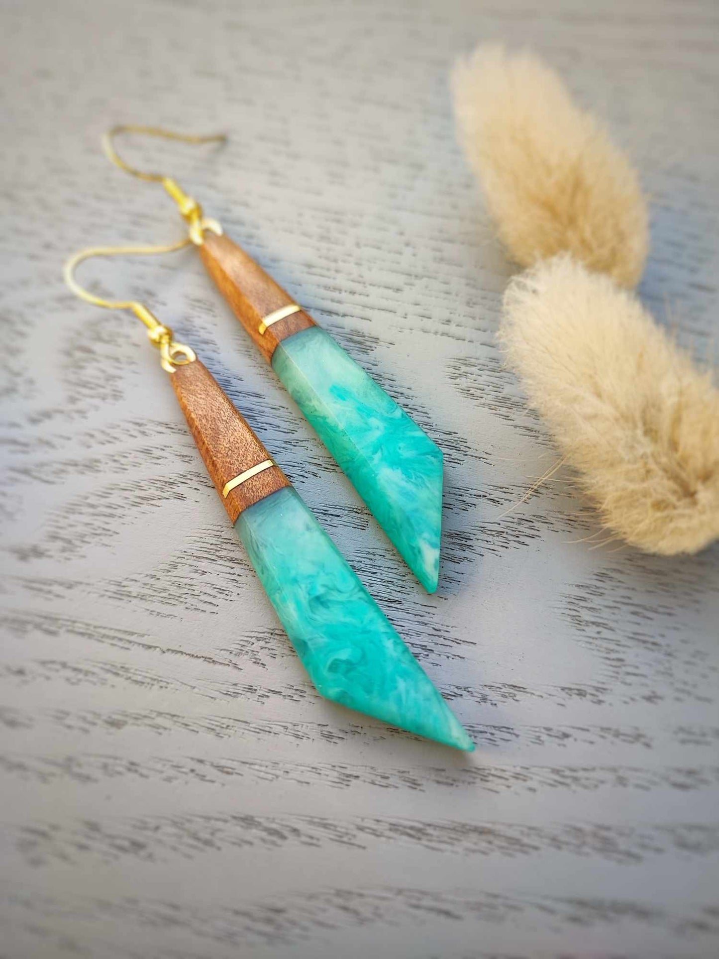 Swamp Kauri and Ocean Teal Earring