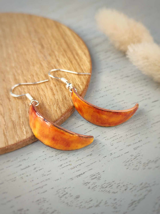 Handcrafted Yellow and Red Russet Petal Earring by Rowan Tree Designs