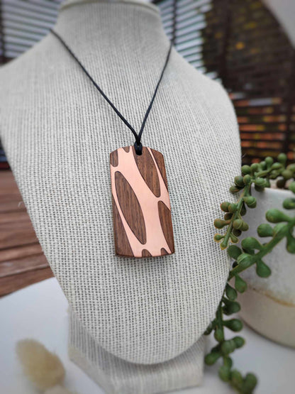 Teak and Copper Pendant