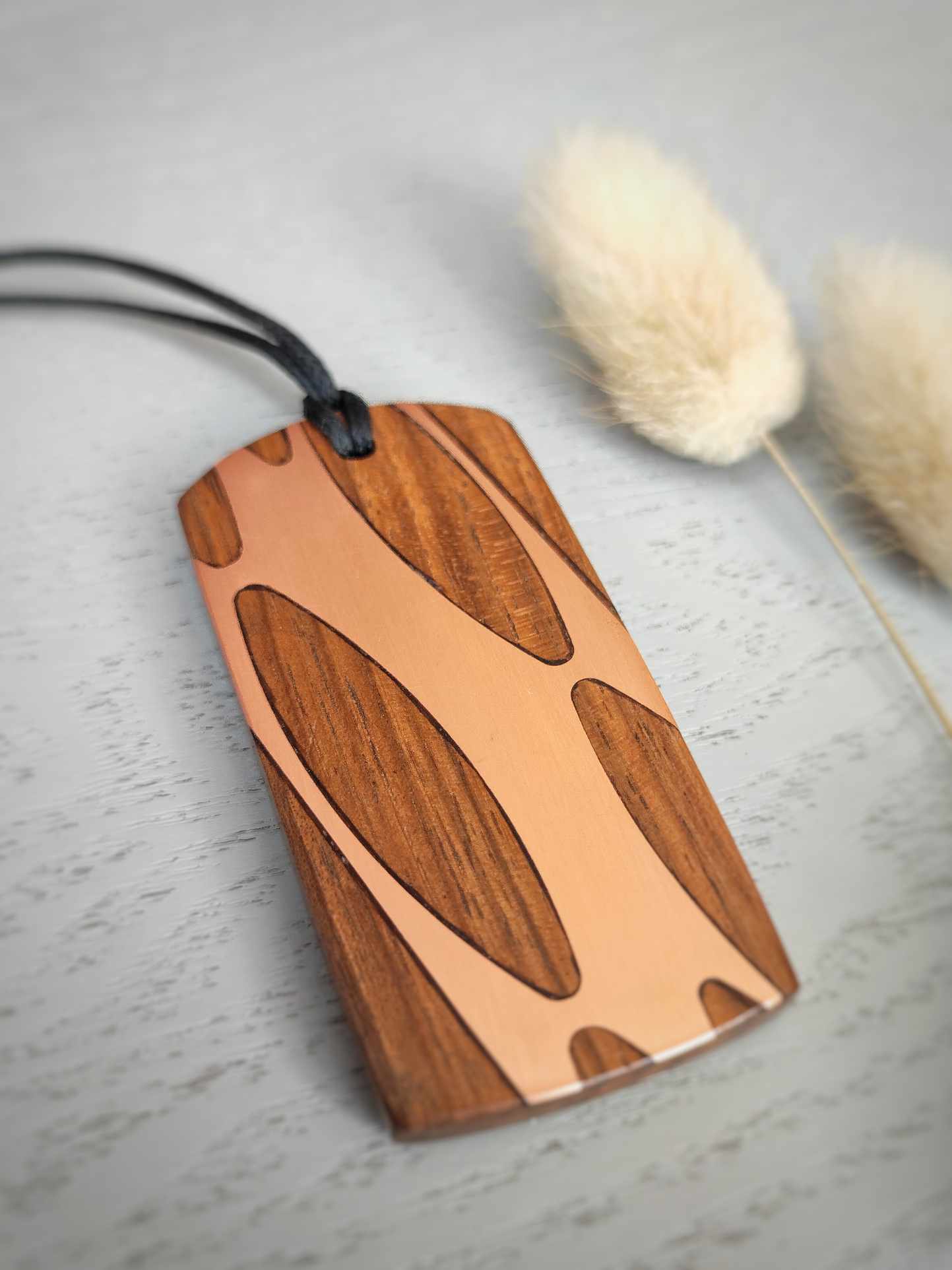 Teak and Copper Pendant