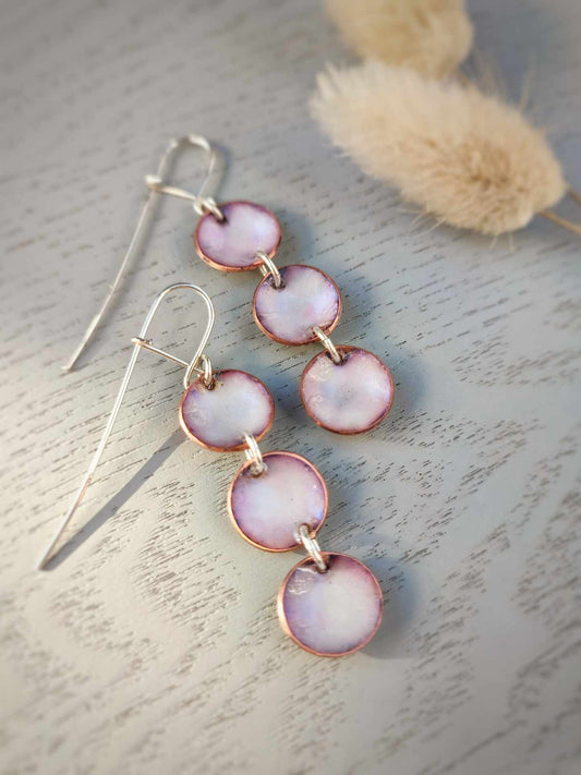 Handcrafted Shimmering White/Purple Drop Earring by Rowan Tree Designs