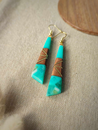 Swamp Kauri and Shades of Teal Earring