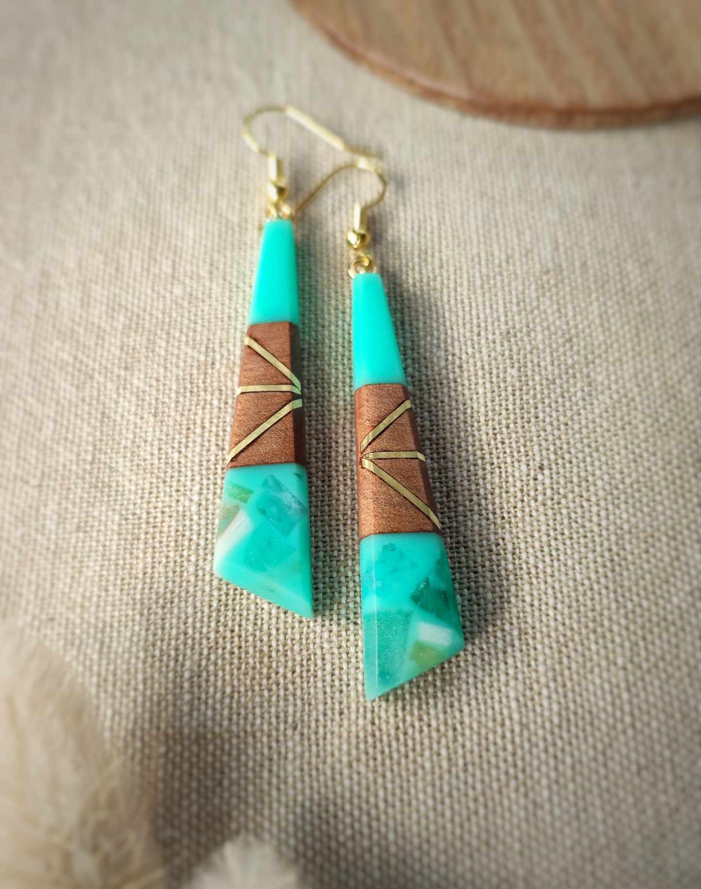 Swamp Kauri and Shades of Teal Earring