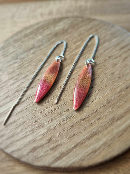 Handcrafted Red Russet and Gold Pod Thread Earring by Rowan Tree Designs