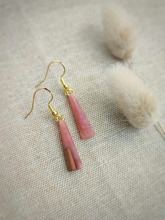 Handcrafted Heart Rimu and Cinnamon Blush Earring by Rowan Tree Designs to support the Breast Cancer Foundation NZ