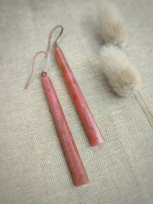 Handcrafted Cinnamon and Blush Earrings by Rowan Tree Designs to help support the Breast Cancer Foundation in NZ.