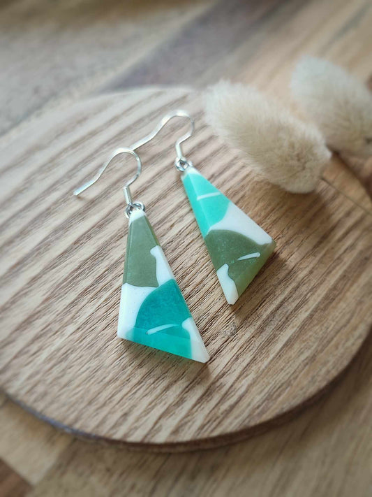 Handcrafted Abstract Teal and Green Earring by Rowan Tree Designs