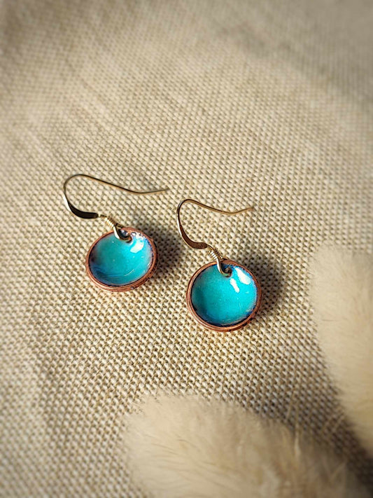 Handcrafted Shimmering Teal Petite Earring by Rowan Tree Designs