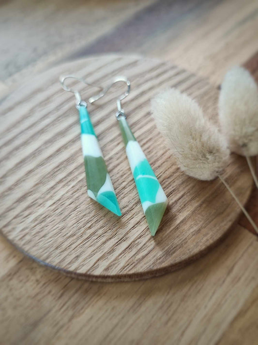 Handcrafted Abstract Teal and Green Earring by Rowan Tree Designs