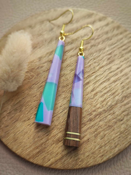 Handcrafted Walnut and Lavender Earring by Rowan Tree Designs