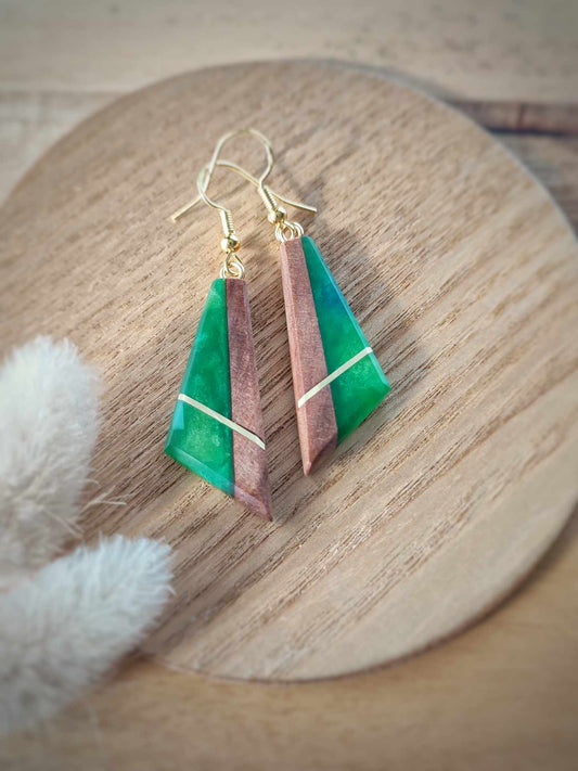 Handcrafted Swamp Kauri and Forest Green Earring by Rowan Tree Designs