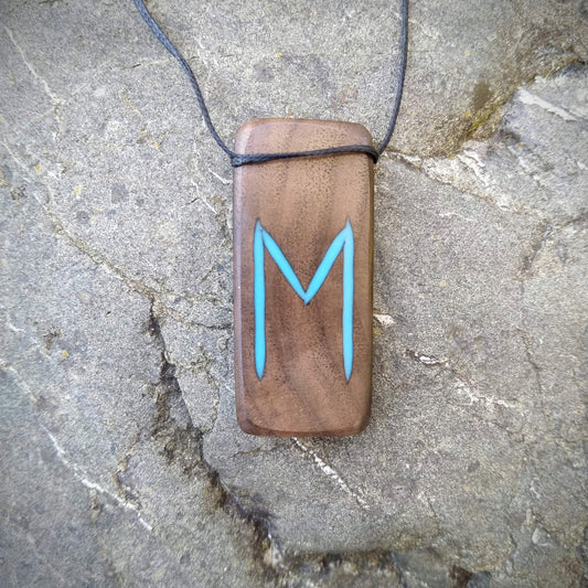 Ehwas Viking Rune on Walnut with blue resin