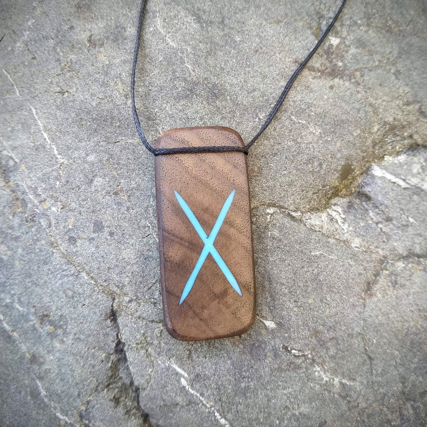 Gebo Viking Rune on Walnut with Blue Resin