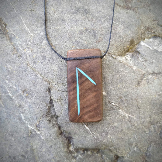 Laguz Viking Rune on Walnut with blue resin